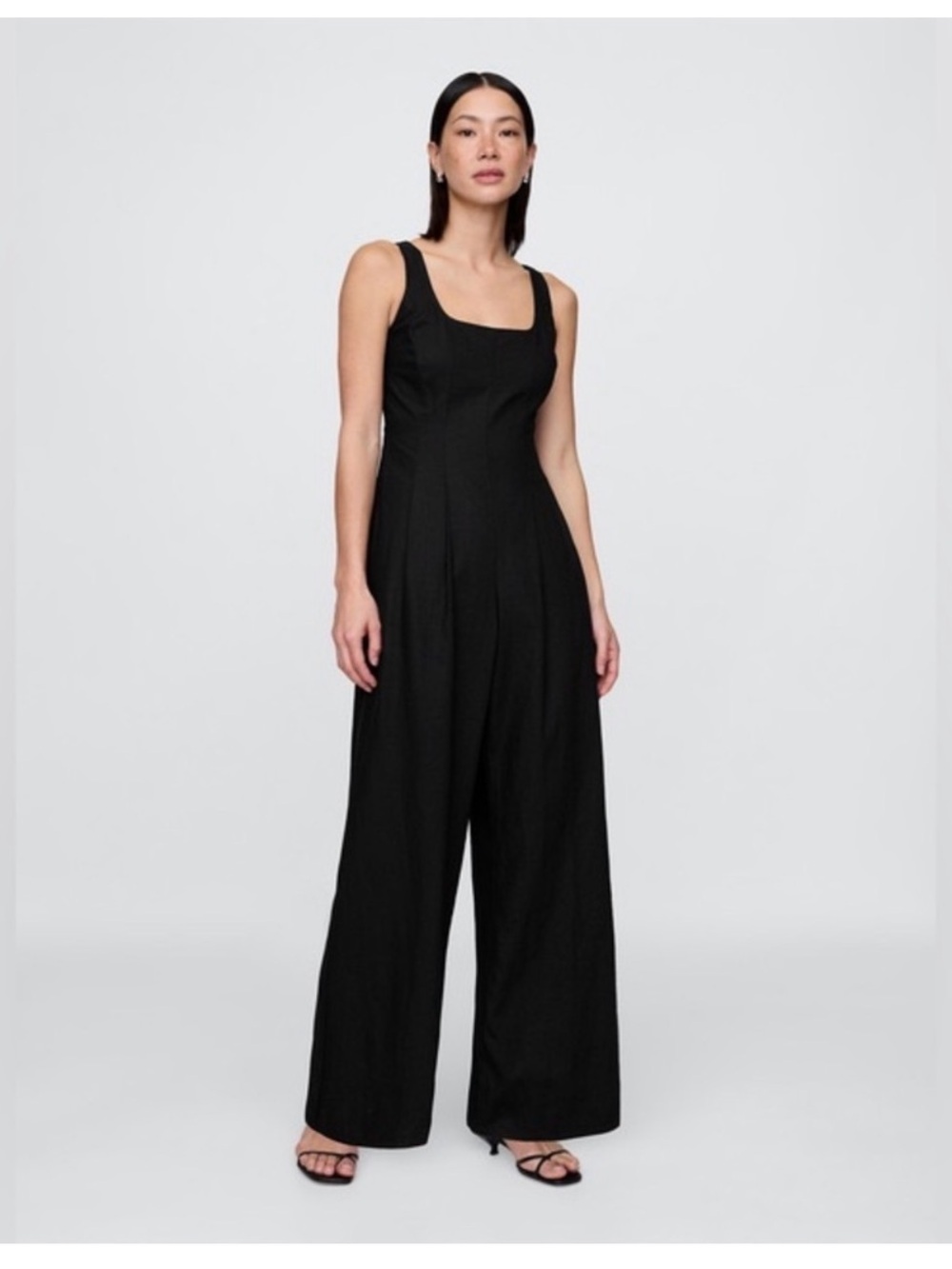 GAP Black Square-Neck Wide-Leg Jumpsuit